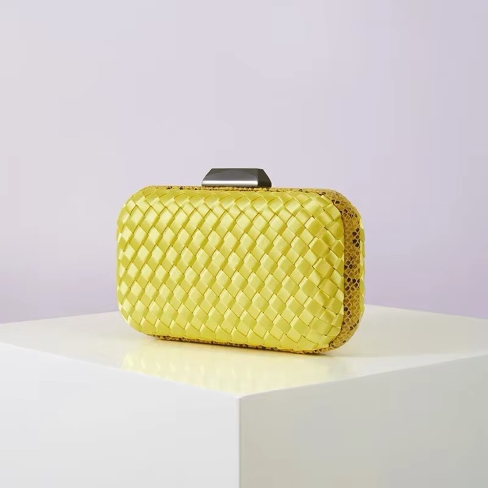 Elegant Yellow Woven Clutch